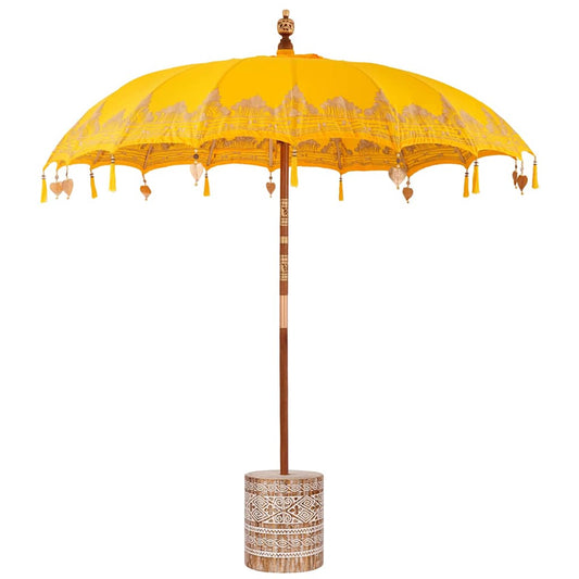 Balinese Parasol with Base Yellow 215 x 215 x 260 cm