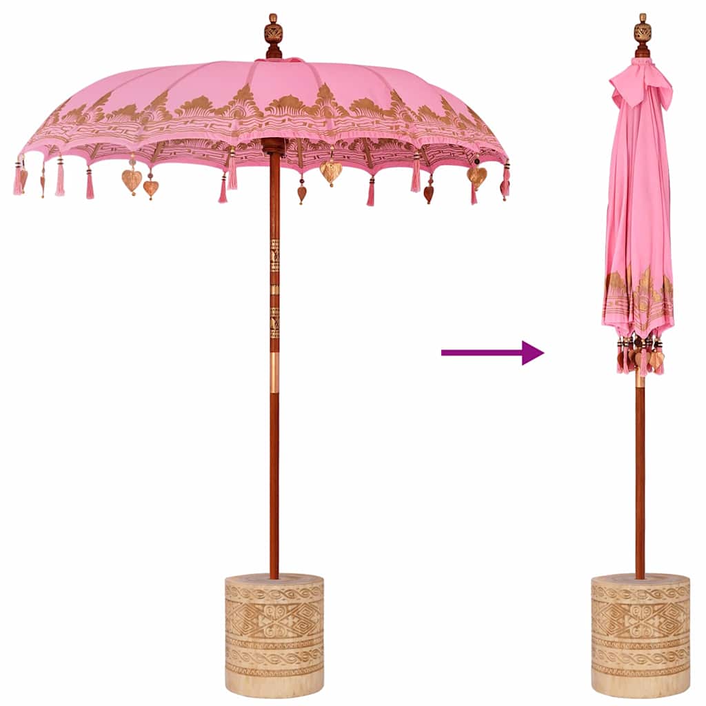 Balinese Parasol with Base Pink 185 x 185 x 260 cm
