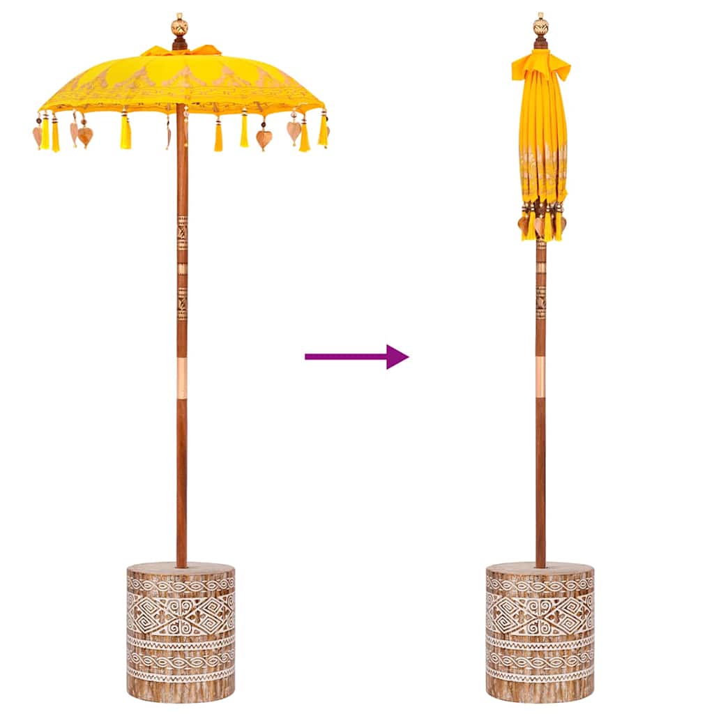 Balinese Parasol with Base Yellow 95 x 95 x 260 cm