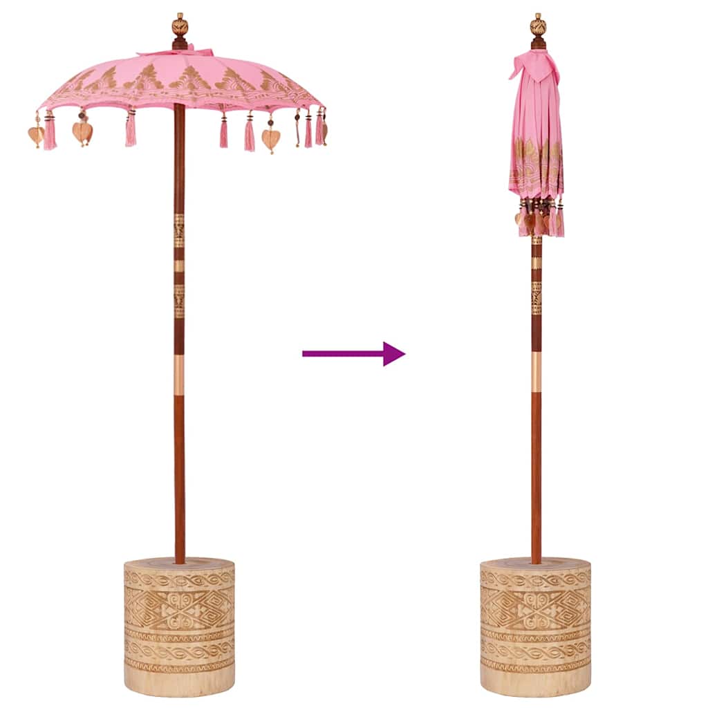 Balinese Parasol with Base Pink 95 x 95 x 260 cm