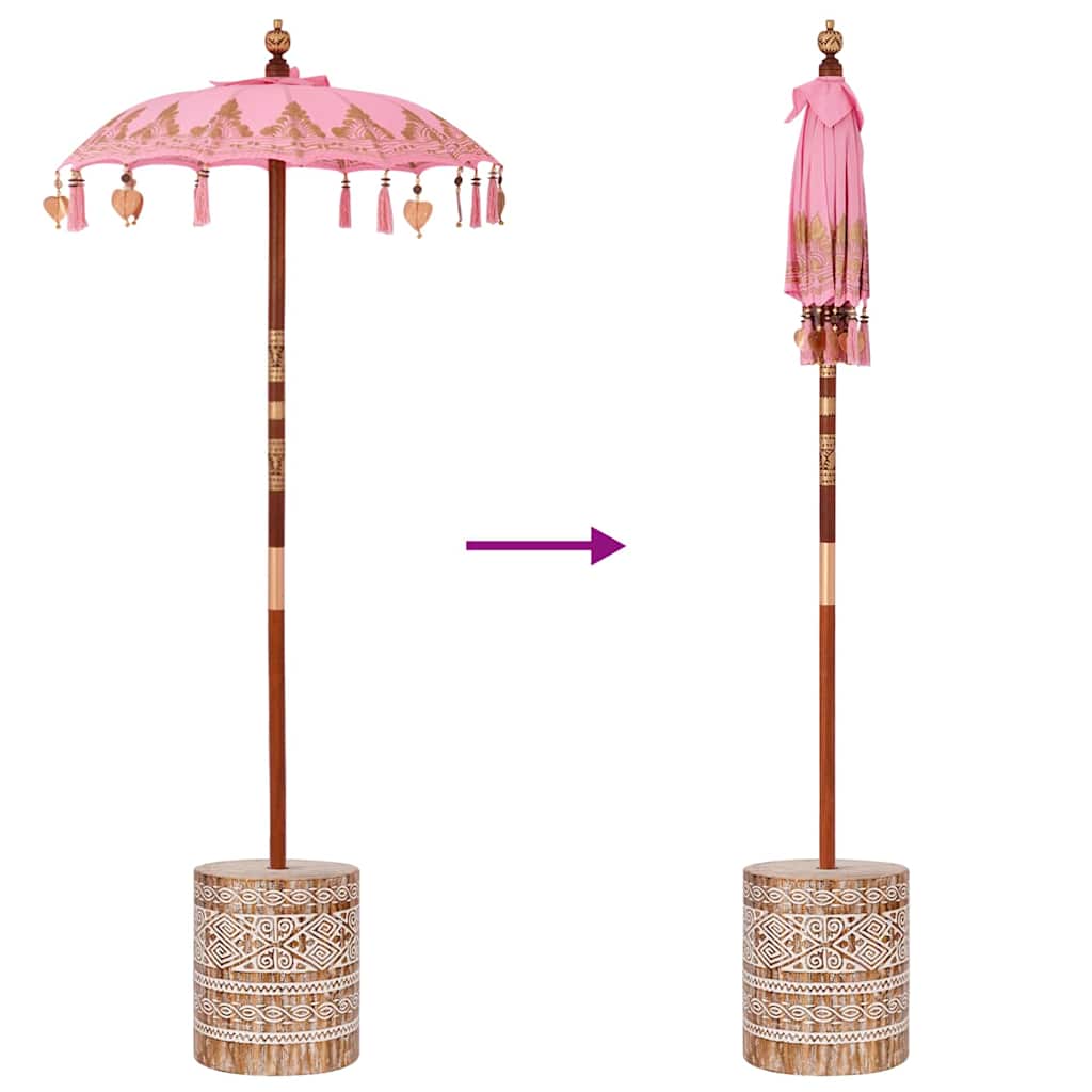 Balinese Parasol with Base Pink 95 x 95 x 260 cm