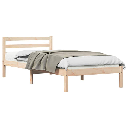 Bed Frame Brown 225.5 x 95.5 x 69.5 cm Solid Pine Wood