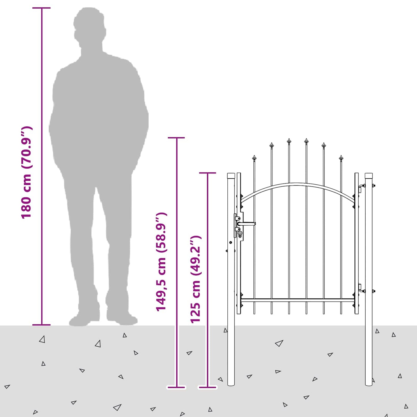 Garden Gate WOERDEN 100 x 100 cm Steel Grey Lockable