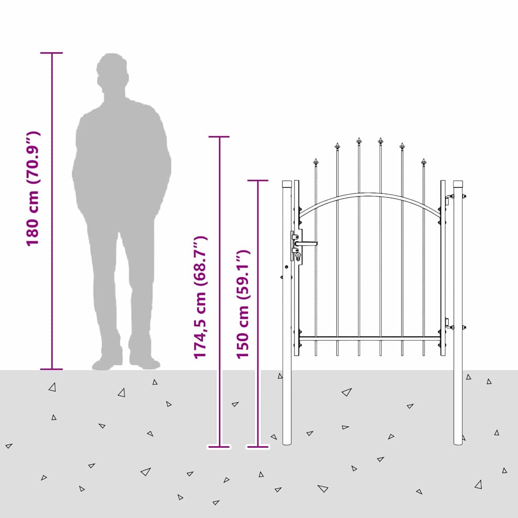 Garden Gate WOERDEN 125 x 100 cm Steel Grey Lockable