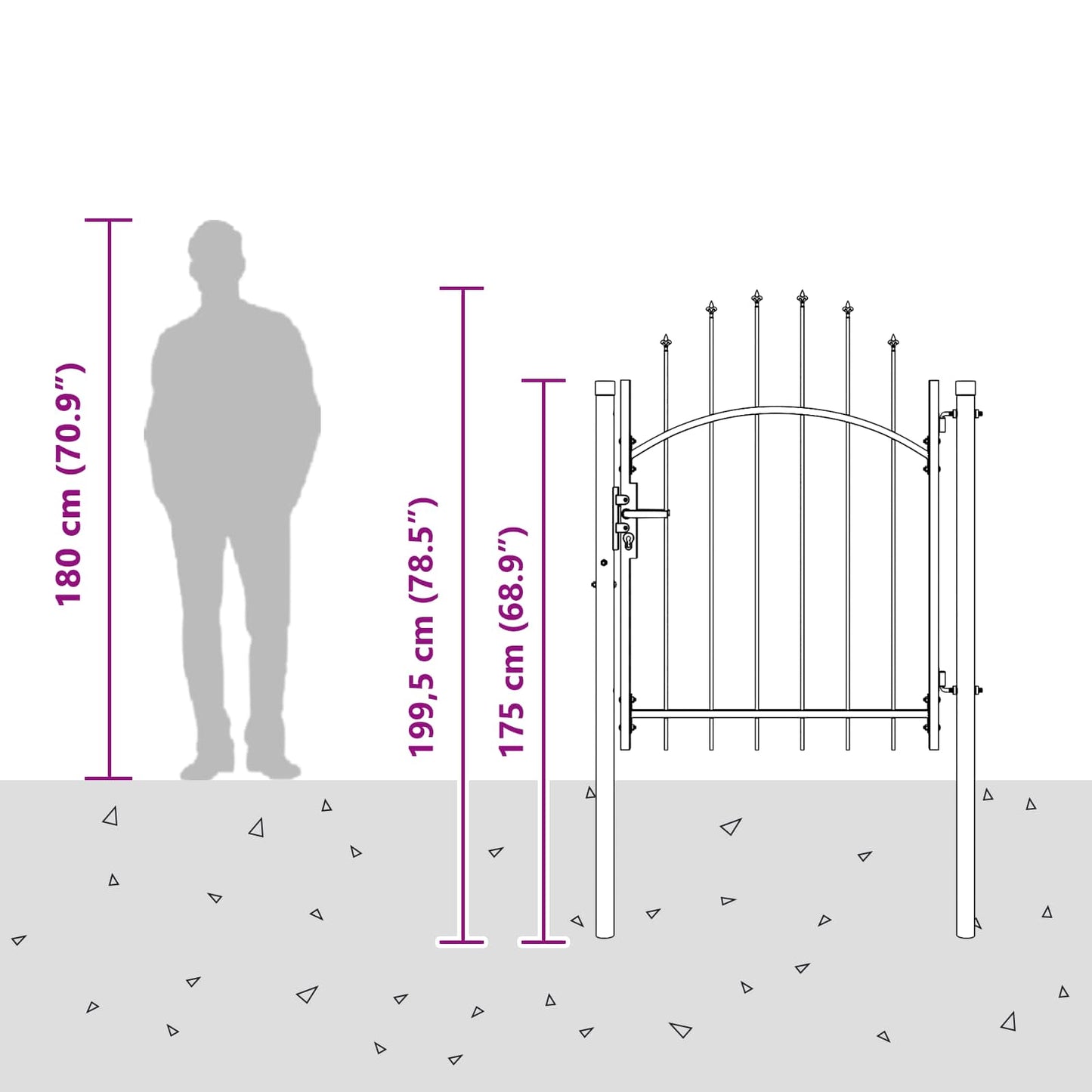 Garden Gate WOERDEN 150 x 100 cm Steel Grey Lockable