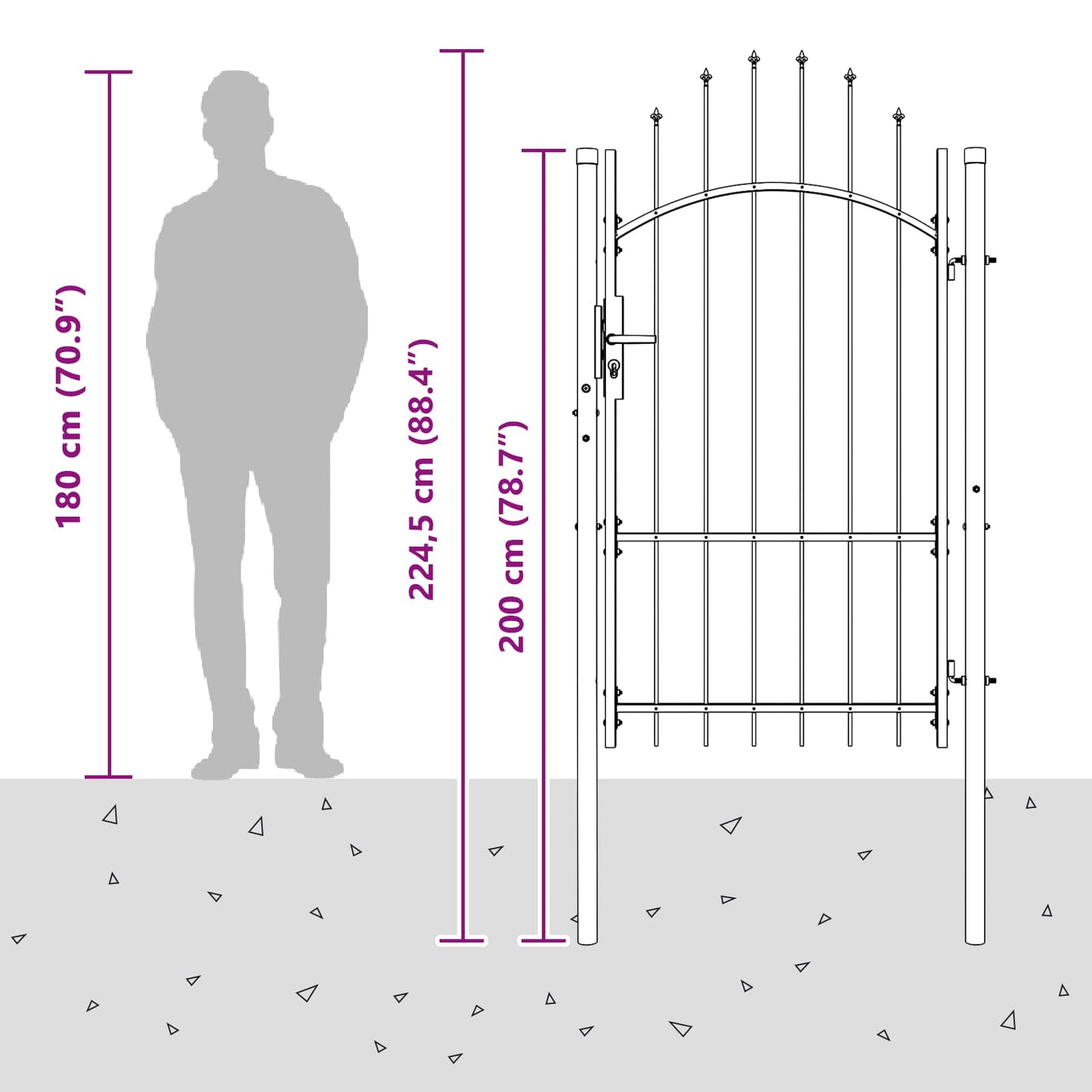 Garden Gate WOERDEN 175 x 100 cm Steel Grey Lockable