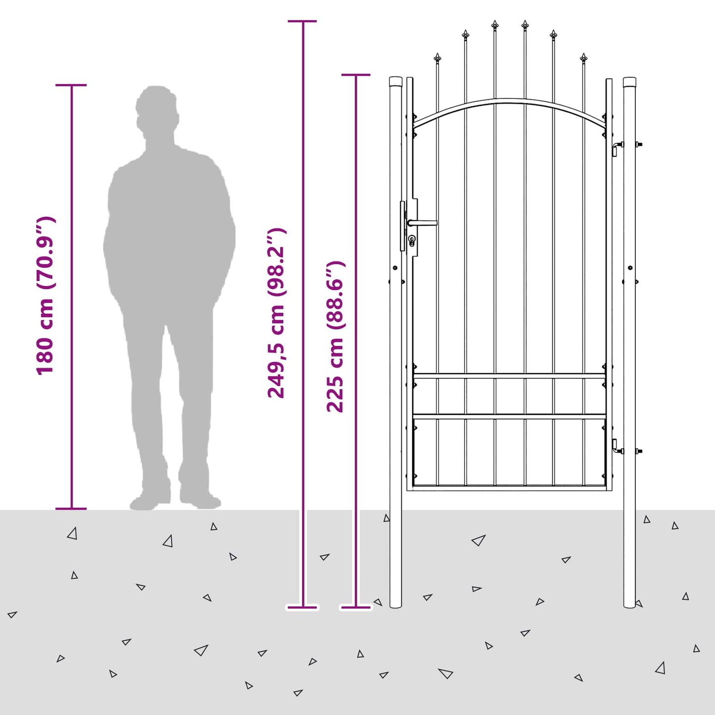 Garden Gate WOERDEN 200 x 100 cm Steel Grey Lockable