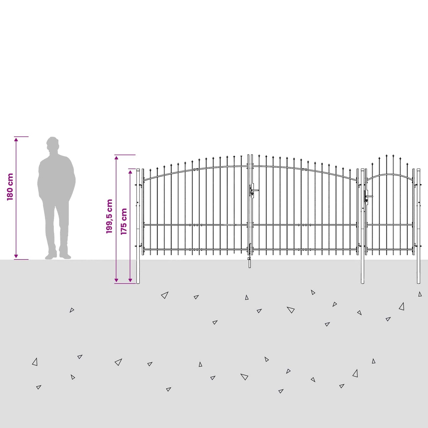 Garden Gate WOERDEN 150 x 400 cm Steel Grey Lockable