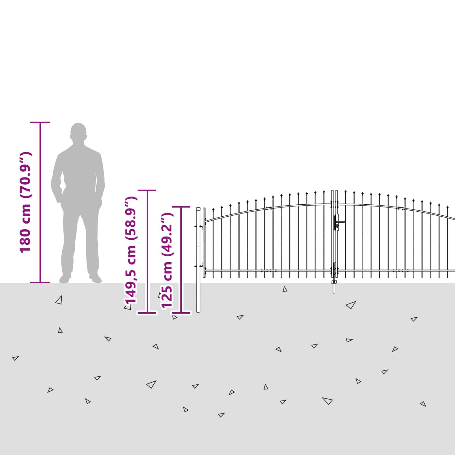 Garden Gate WOERDEN 100 x 500 cm Steel Grey Lockable