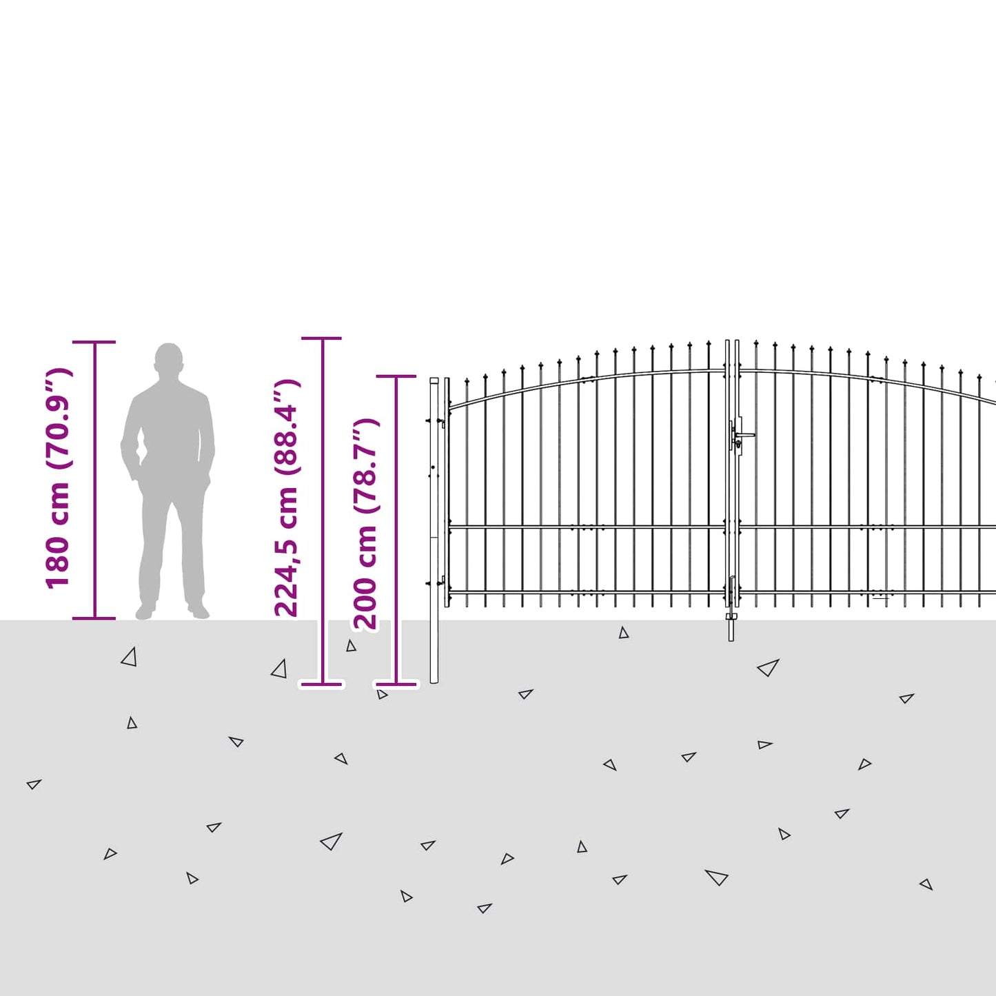 Garden Gate WOERDEN 125 x 500 cm Steel Grey Lockable