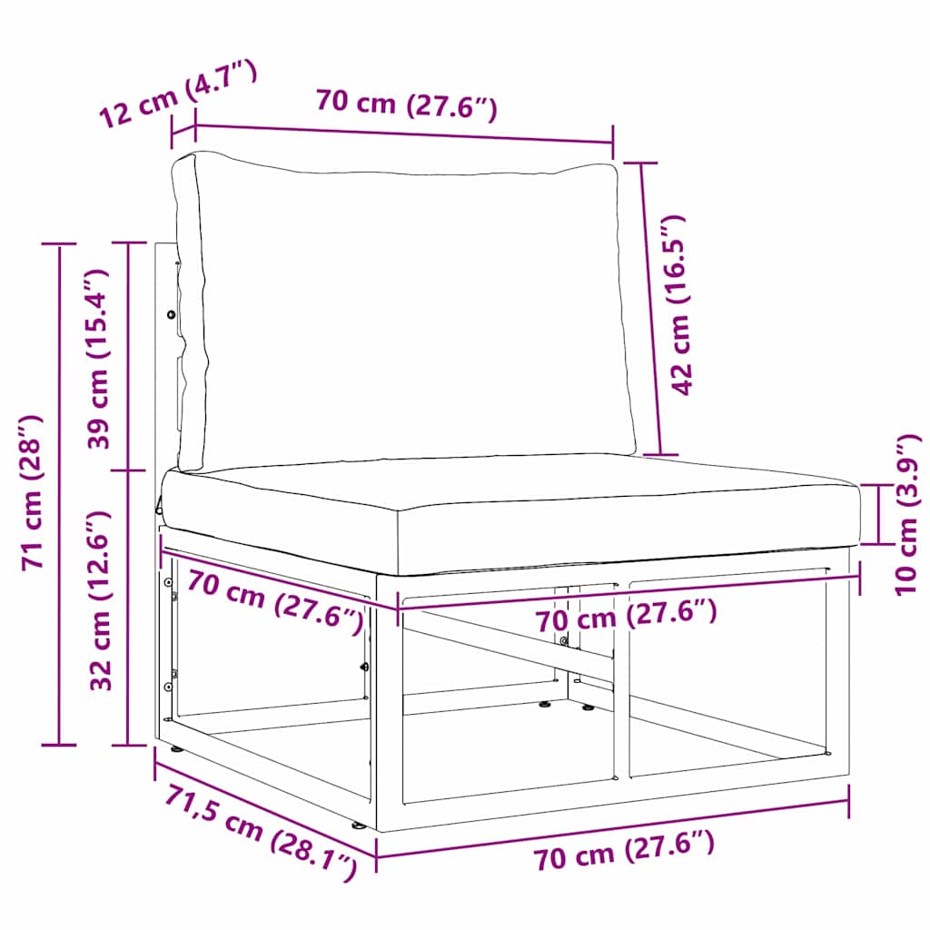 Outdoor Furniture Metal Black and Anthracite 70 x 71.5 x 71 cm