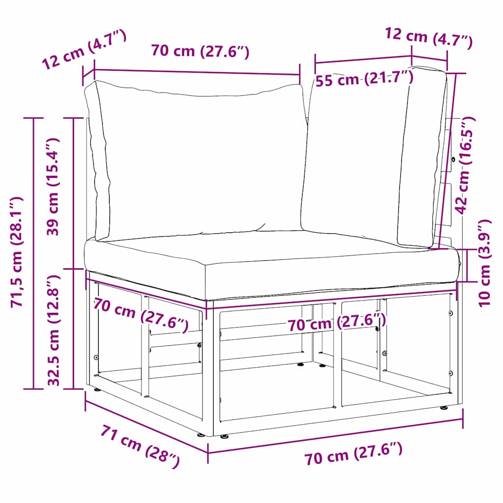 Outdoor Furniture Metal Black and Anthracite 71.5 x 71.5 x71 cm
