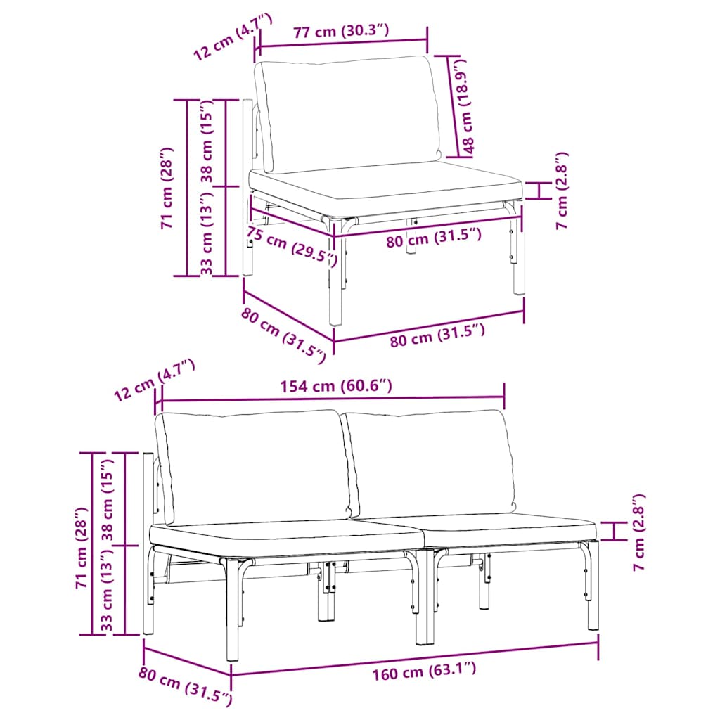 Outdoor Furniture 2 Piece Anthracite 80 x 80 x 71 cm Steel
