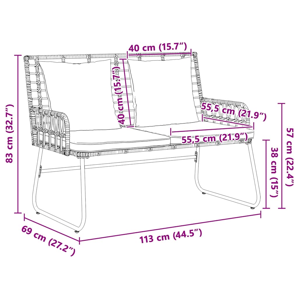 Garden Dining Set 3 pcs Brown and Cream Poly Rattan