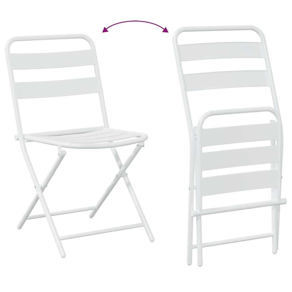 Garden Bistro Set 3 pcs White Steel