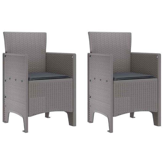 Garden Chair 2 pcs Light Grey Polypropylene