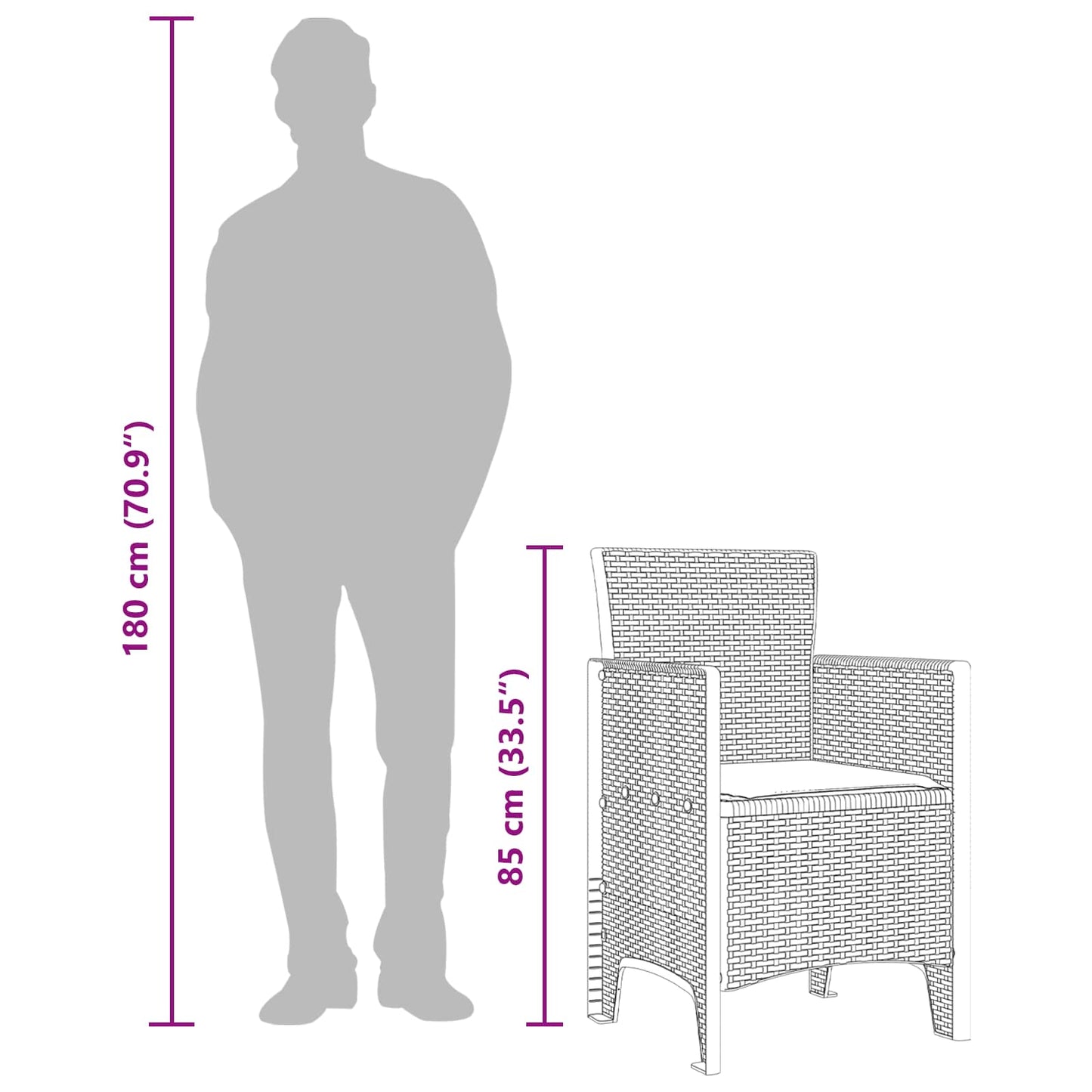 Garden Chair 4 pcs Brown Polypropylene