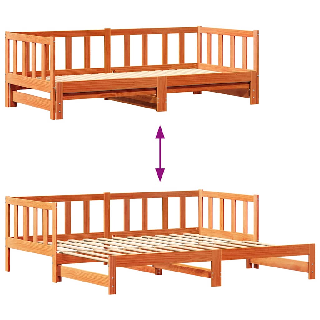 Day bed with Trundle Wax Brown 203.5 x 184 x 66 cm