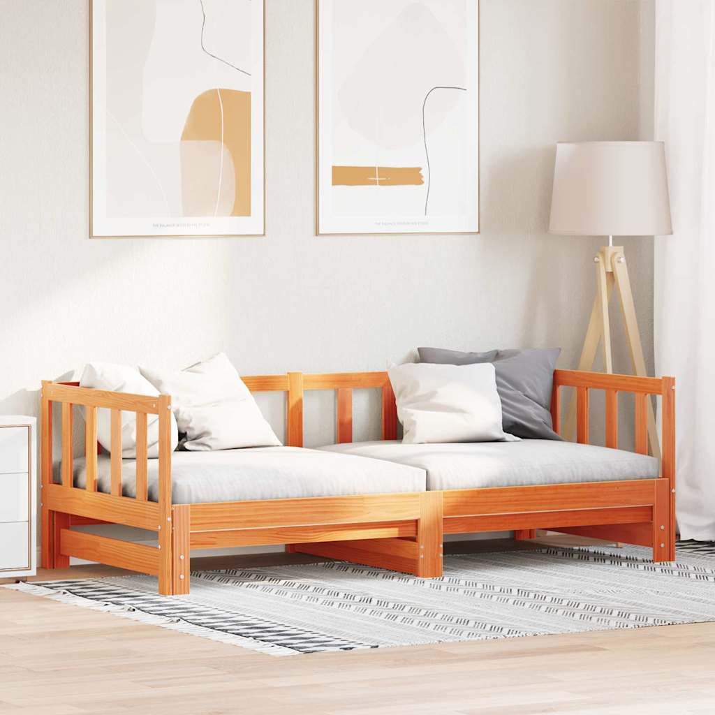 Pull-out Day Bed Wax brown 2 x (80 x 200) cm Solid pine wood