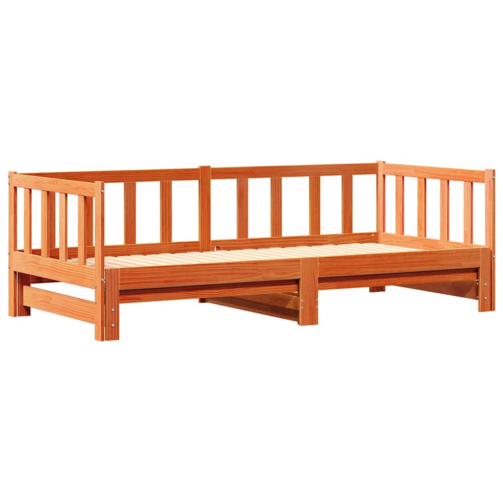 Pull-out Day Bed Wax brown 2 x (80 x 200) cm Solid pine wood