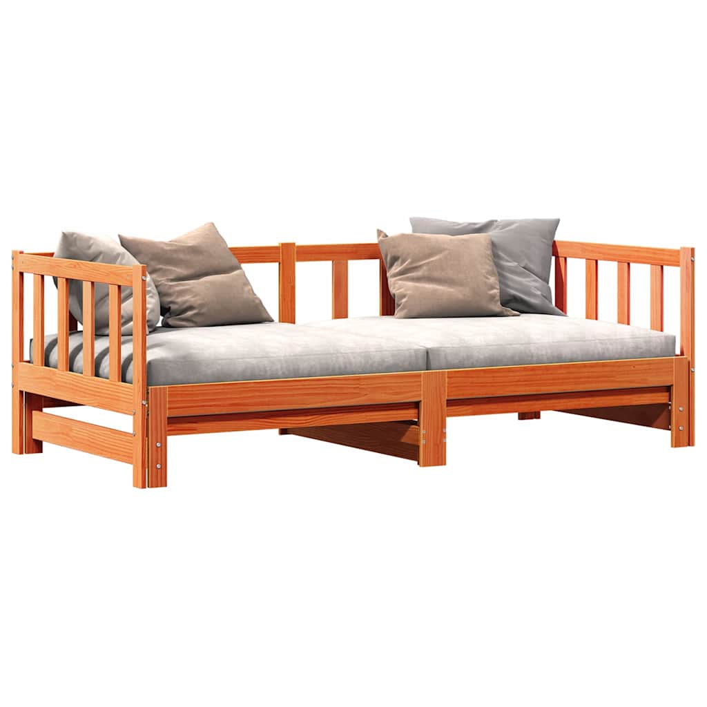 Pull-out Day Bed Wax brown 2 x (80 x 200) cm Solid pine wood