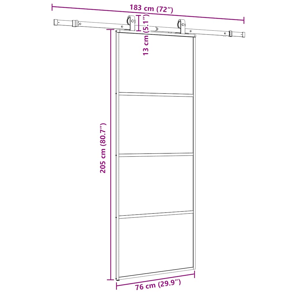 Sliding Door with Hardware Set Black 76x205 cm ESG Glass