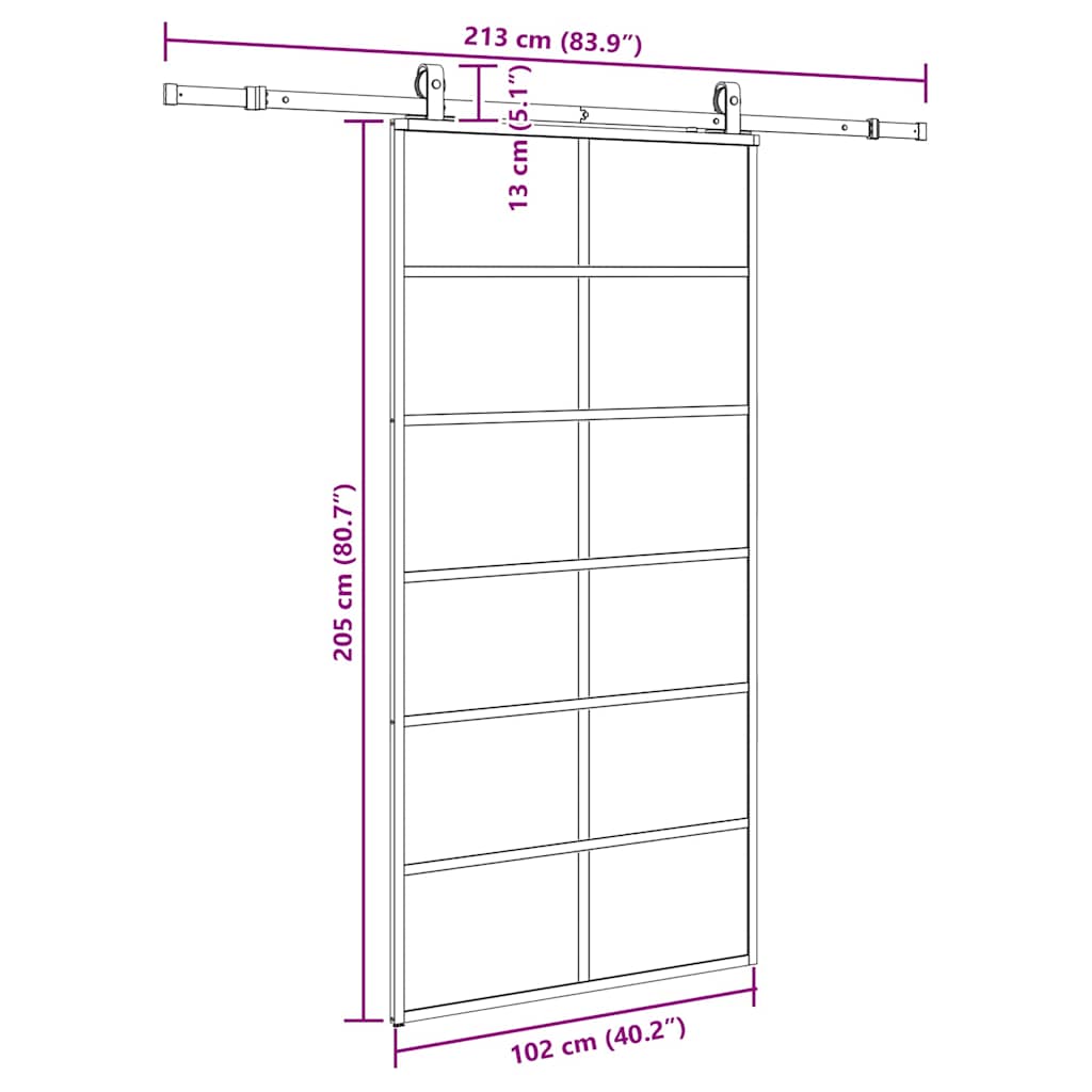 Sliding Door with Hardware Set Black 102x205 cm ESG Glass