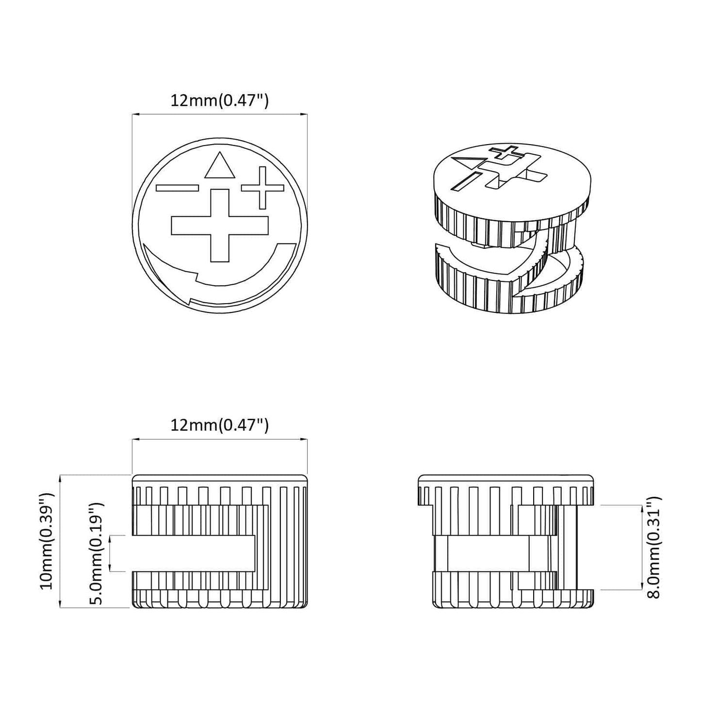 Cam Lock Nuts 8372 pcs Silver Metal