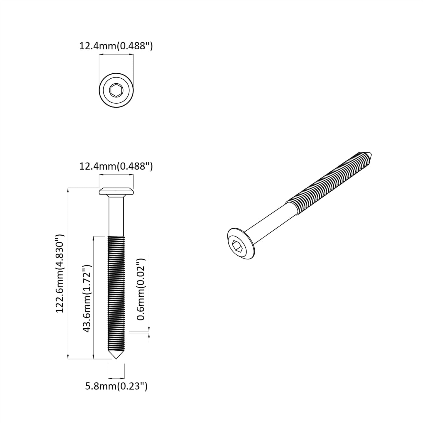 Screw 800 pcs Silver M6 x 120 mm Steel