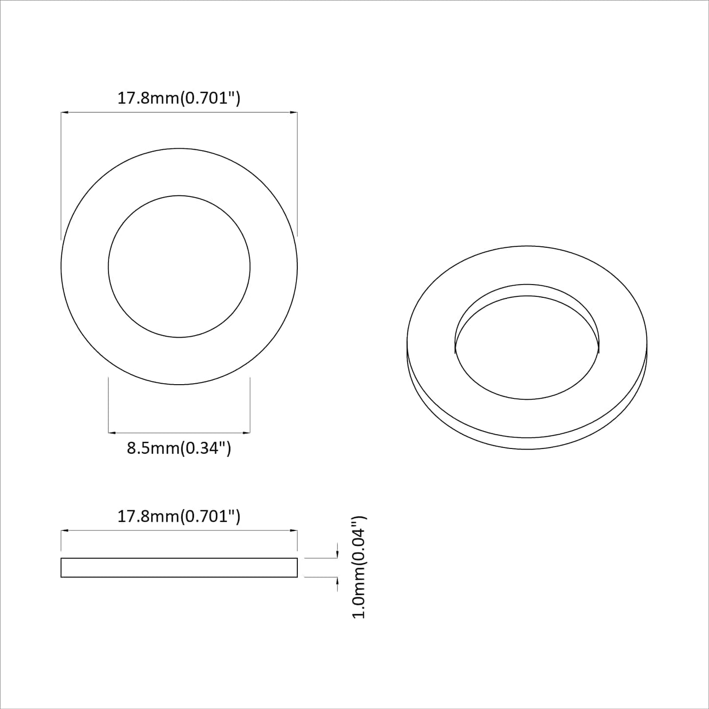 Washers 2 pcs Silver 16 x 16 x 1.5 cm Iron