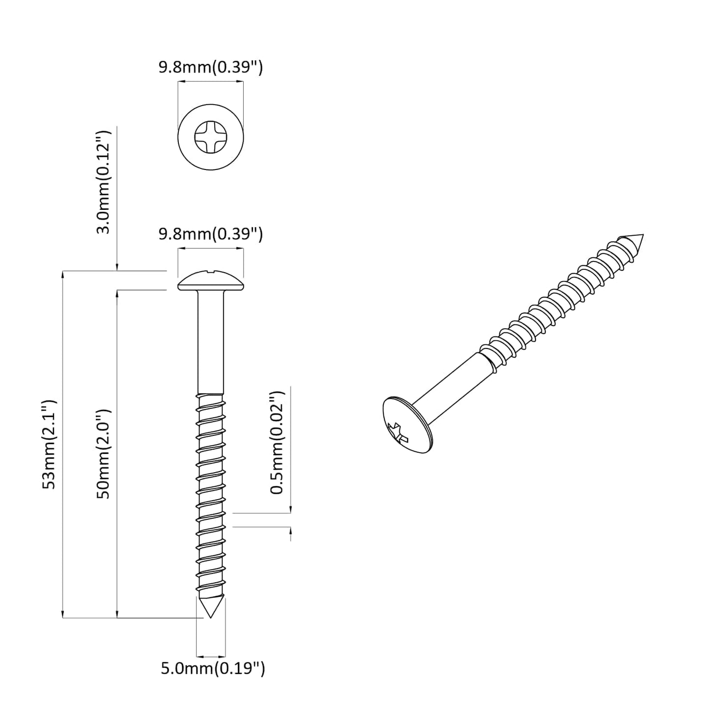 Wood Screw 3273 pcs Silver 9.8 x 53 mm Steel