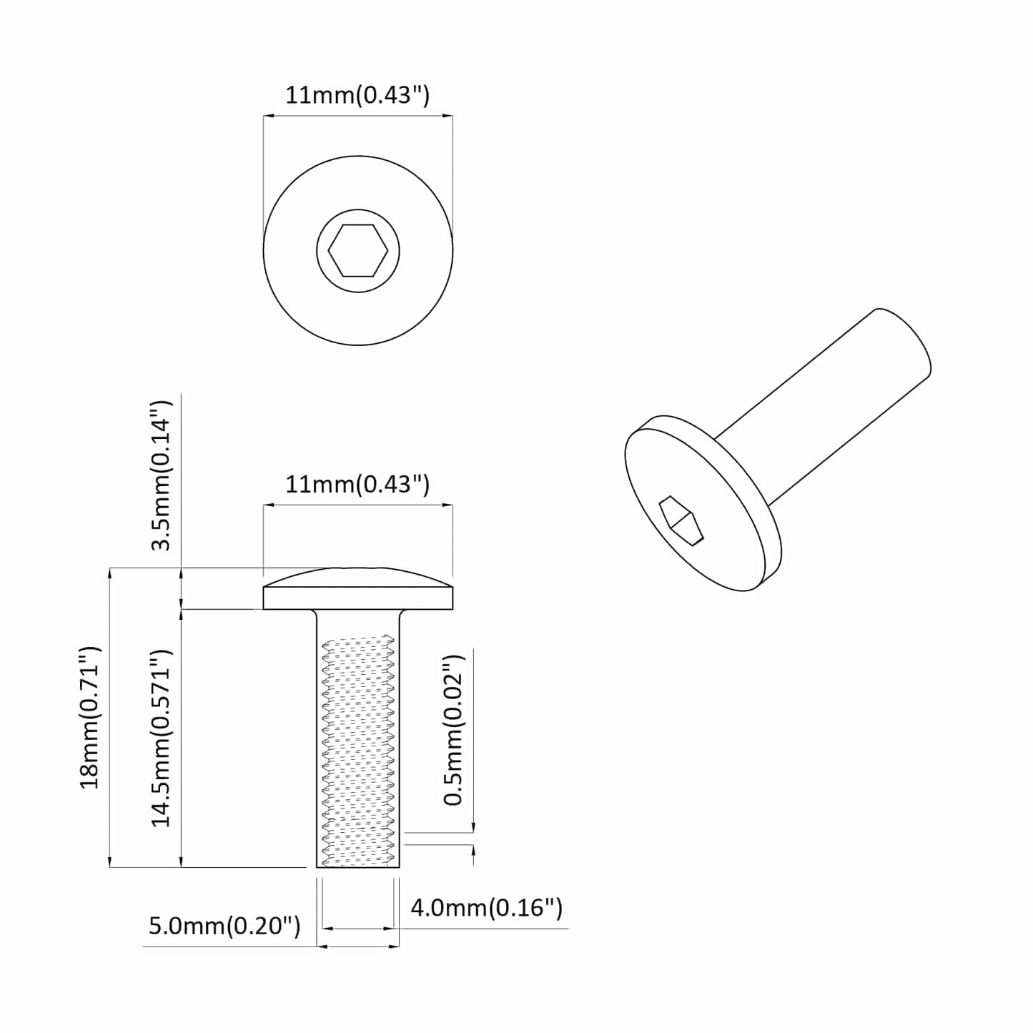 Sleeve Nuts 2 pcs Black M4 x 14.5 mm Metal