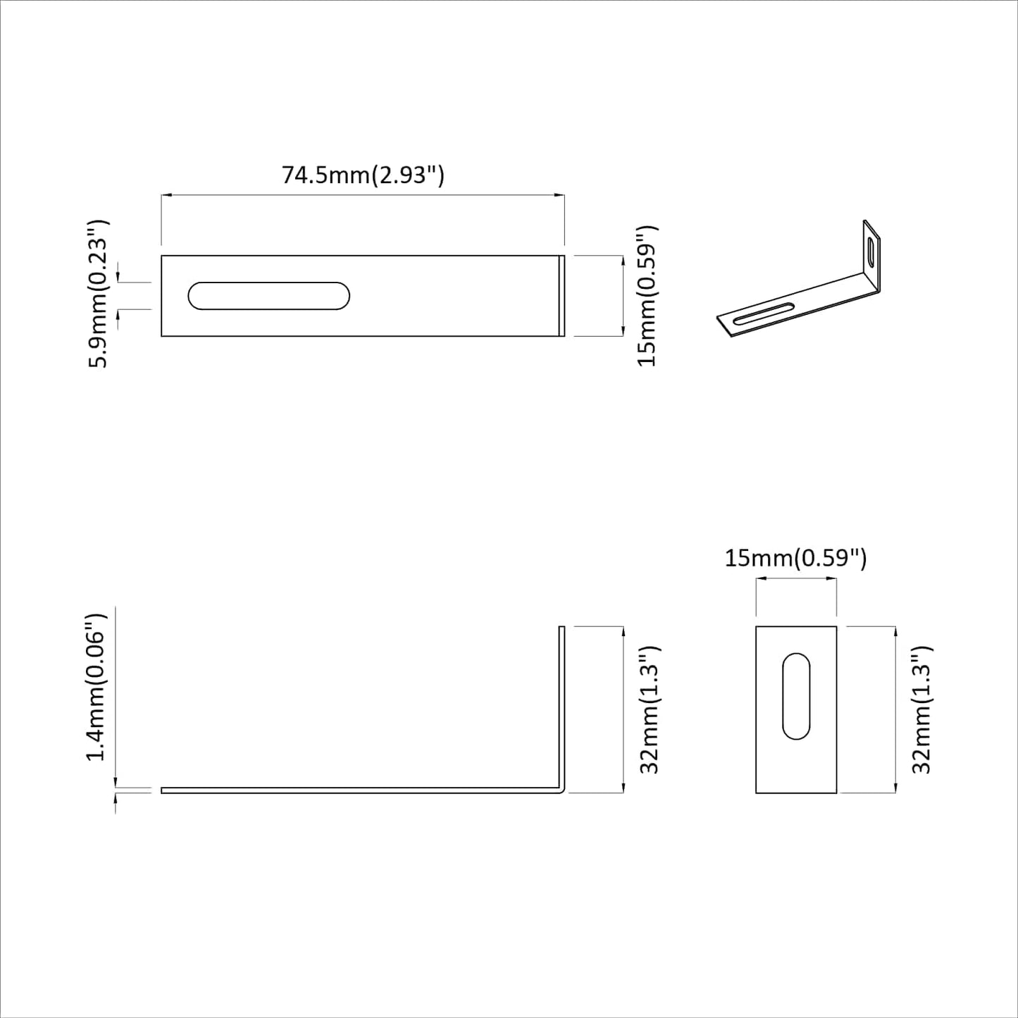 Anti Tip Bracket 12 Silver 74.5 x 15 x 32 mm Iron
