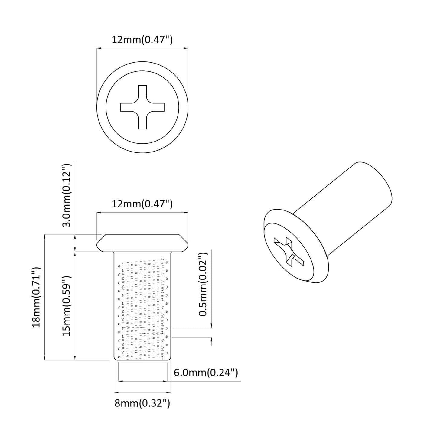 Lock Nut 2 pcs Nickel M6 x 15 mm Steel