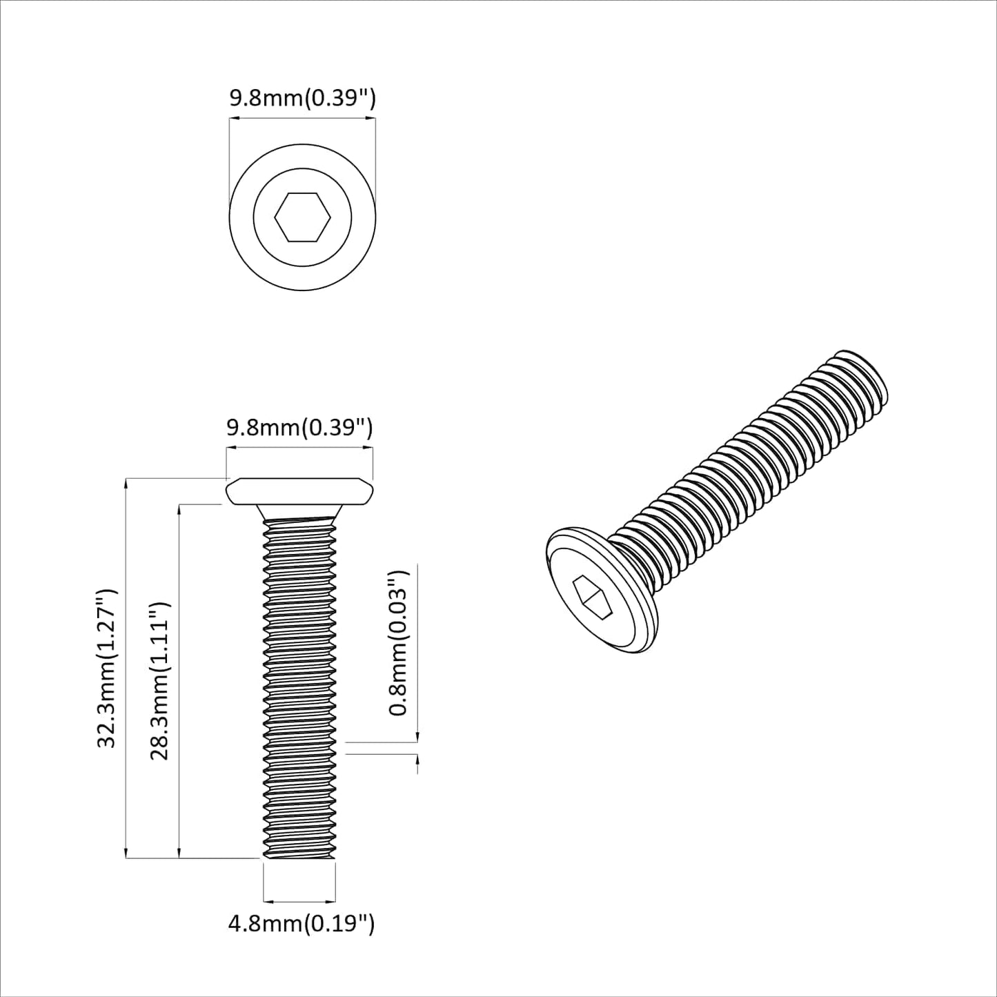 Screw 2 pcs Silver 5 x 30 mm Iron