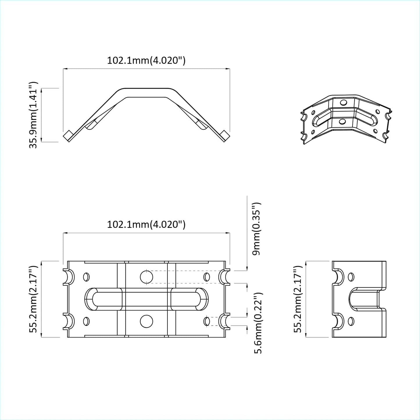 Bracket 212 Zinc-coated 106 x 55 x 1.5mm Steel