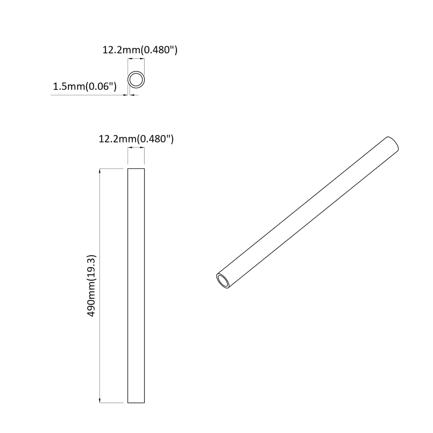 PVC Pipe 2 pcs White 12.2 x 1.8 x 500 mm PP and PE