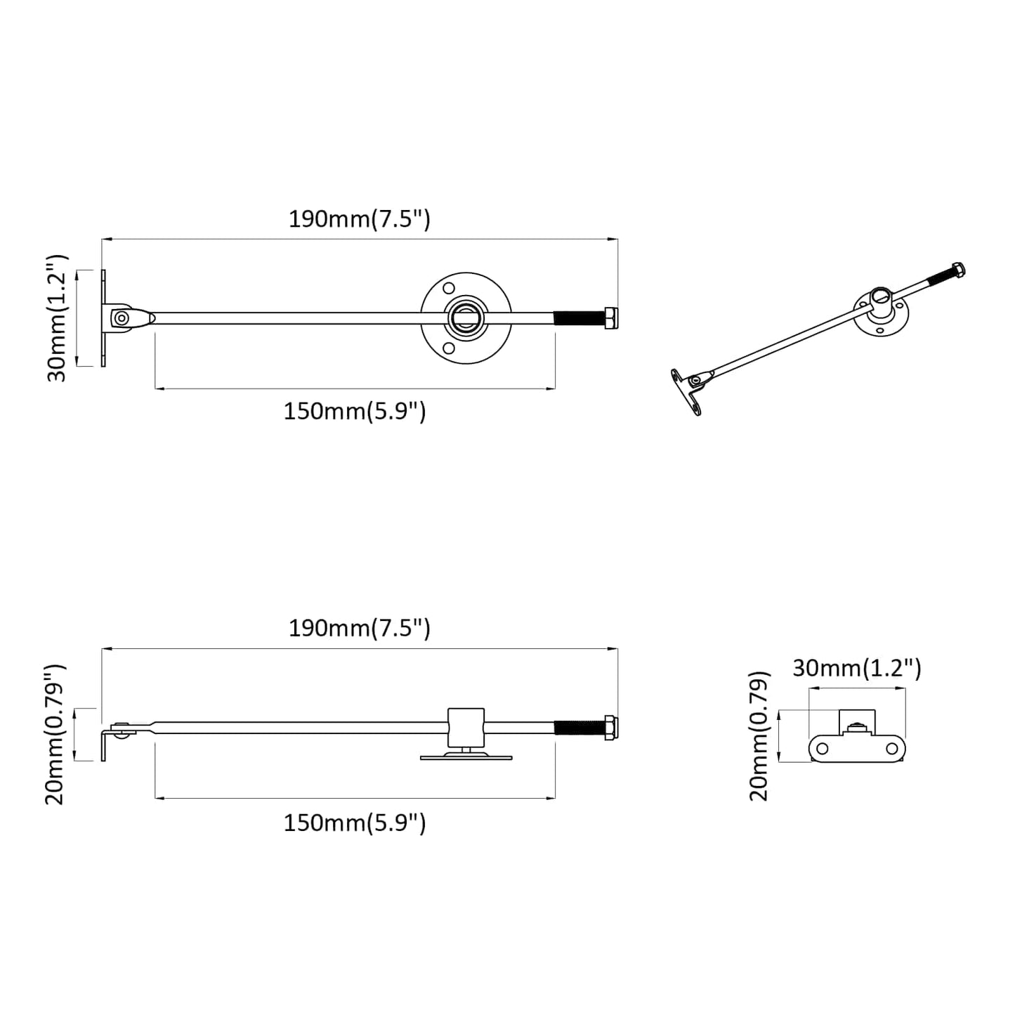 Pull Rod Hinge 12 pcs Silver 190 mm Metal