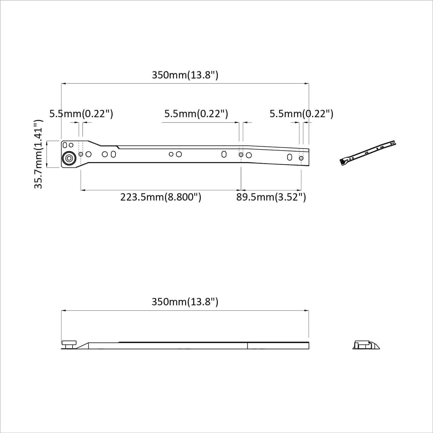 Drawer Slide 12 pcs White 350 mm Steel
