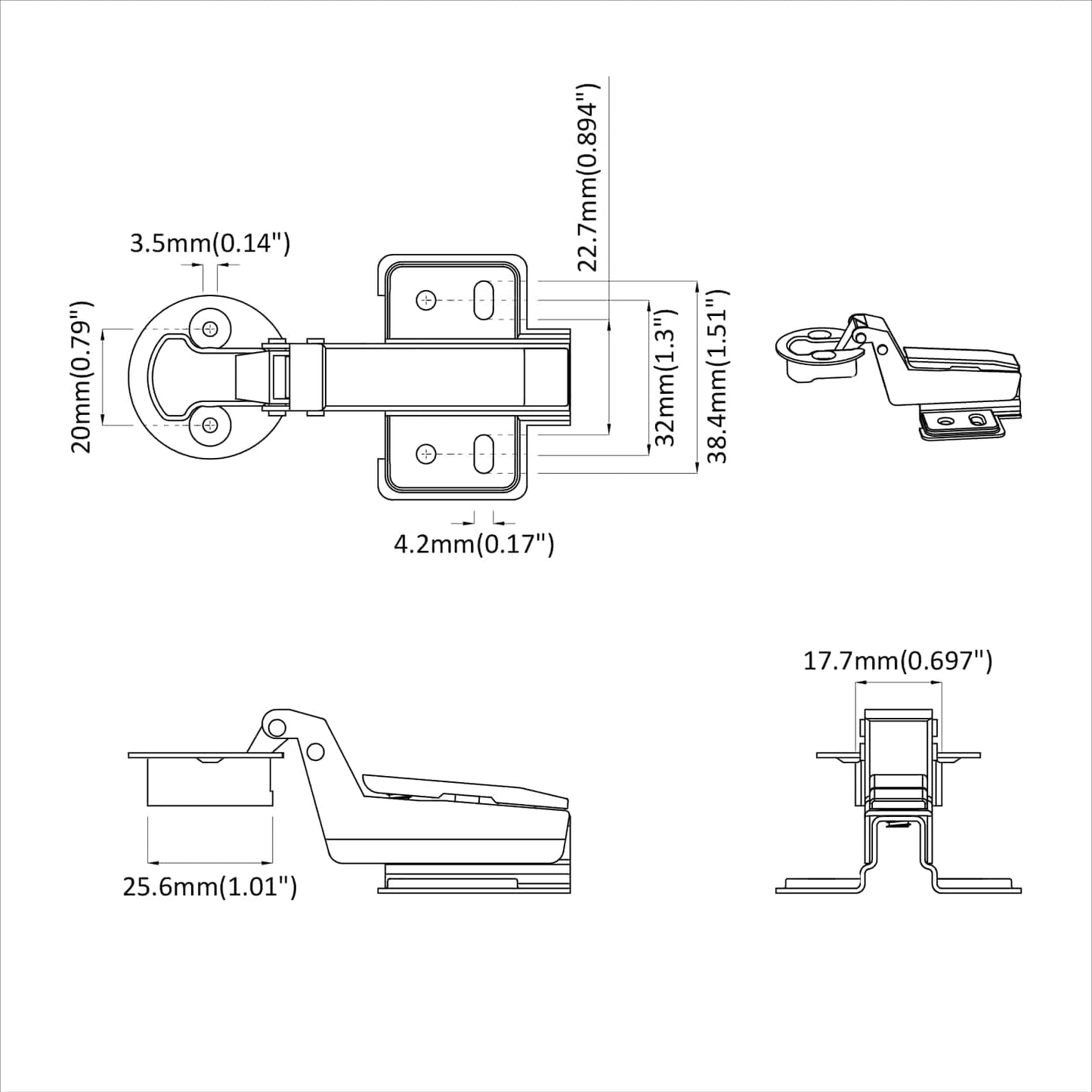 Hinge 12 pcs Silver 35 mm Iron