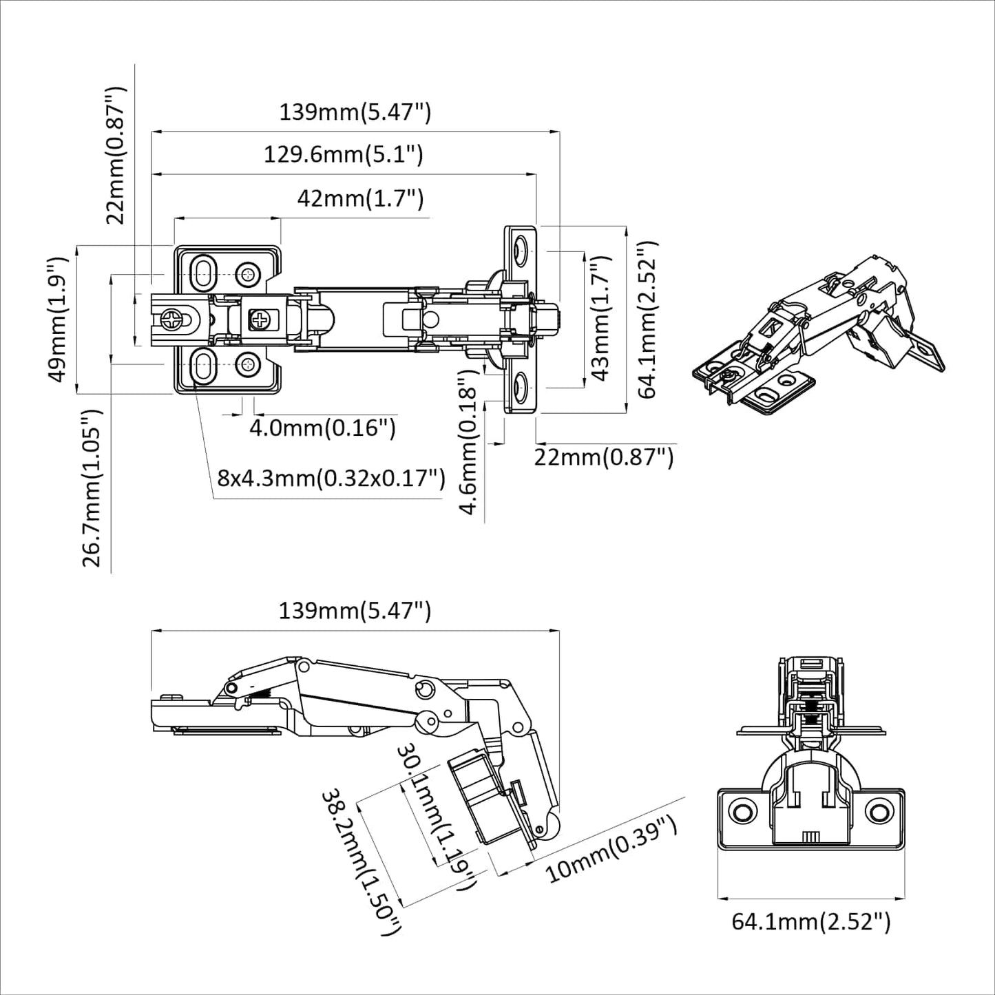 Hinge 12 pcs Nickel 139 x 64.1 x 10 mm Iron