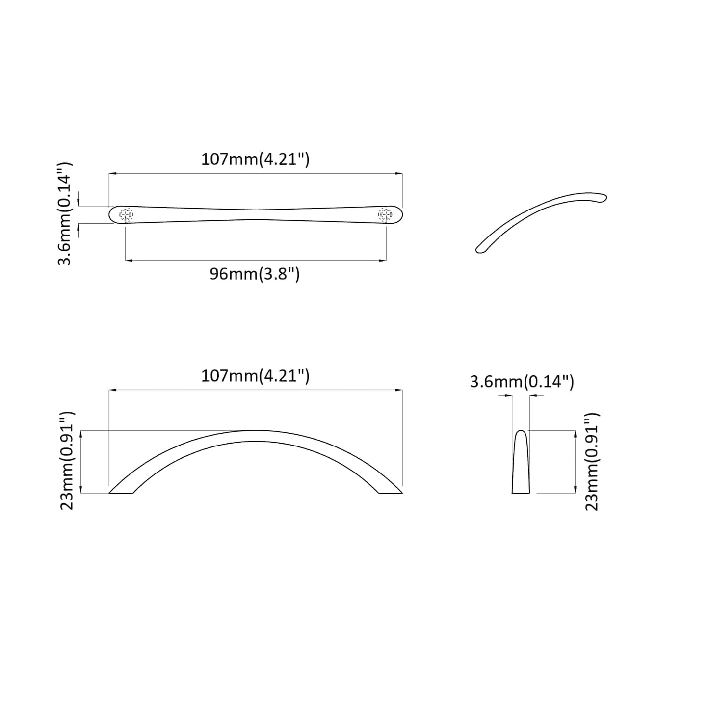 Handle 12 pcs Silver 107 x 3.6 x 23 mm Stainless Steel