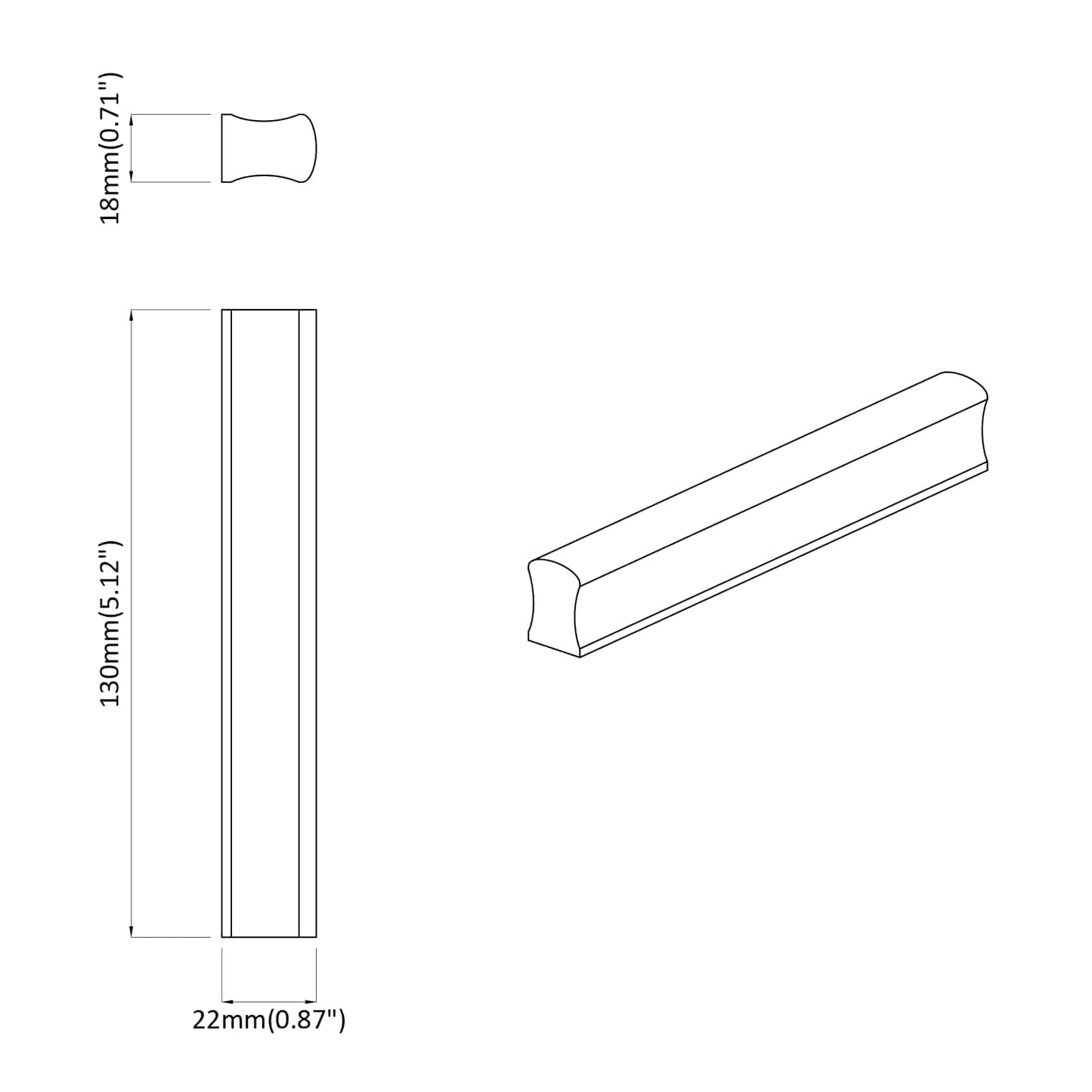 Straight Handle 587 pcs Natural Wood Color 130 x 25 x 30 mm