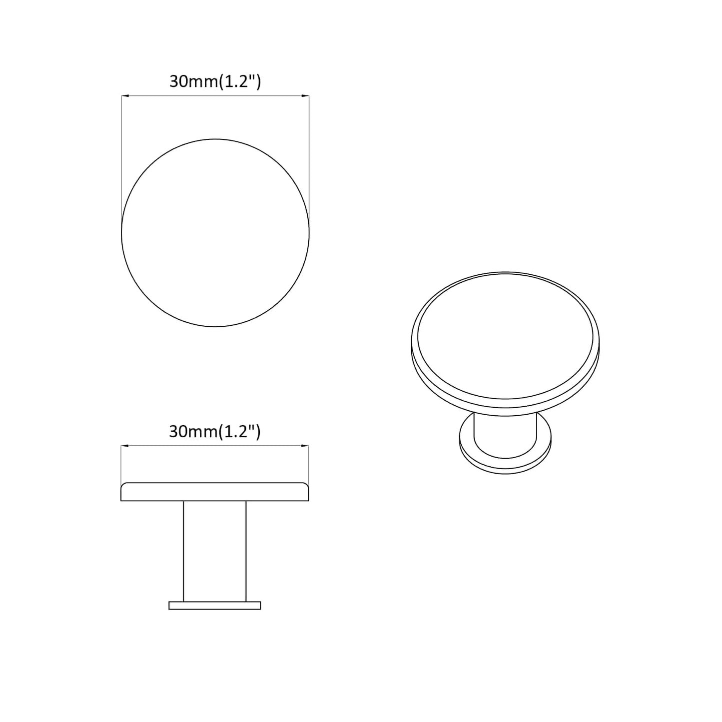 Handle 12 pcs Black Ø30 mm Aluminium
