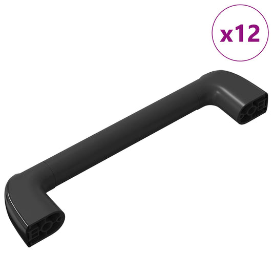 Handle Plain 12 pcs Black 380 x 34 x 85 mm Aluminium and PP