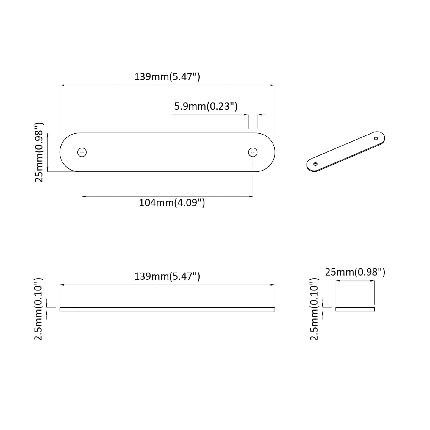 Cabinet Handles 2 pcs Brown 140 x 25 x 2.3 mm PU
