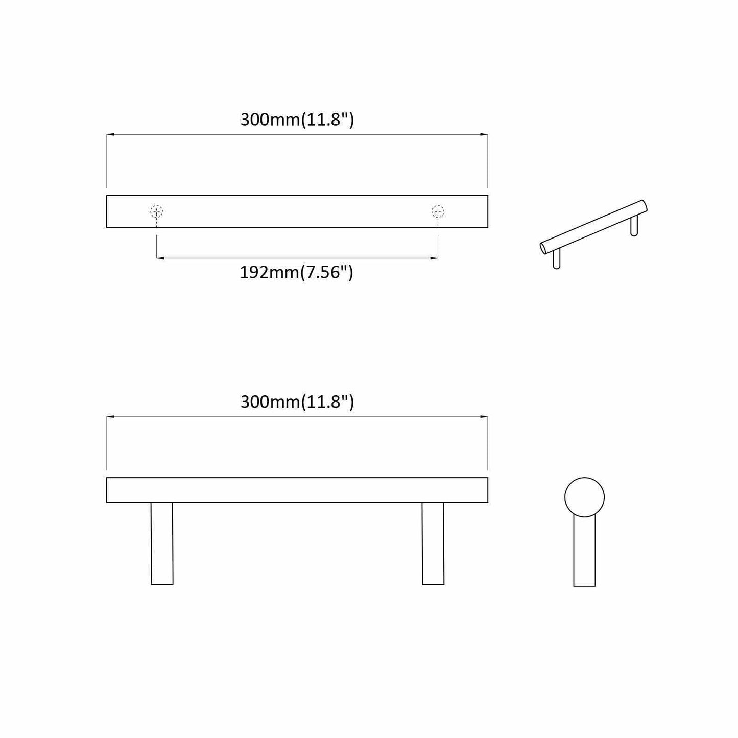 Cabinet Handle 2 pcs Silver 300 mm Stainless Steel