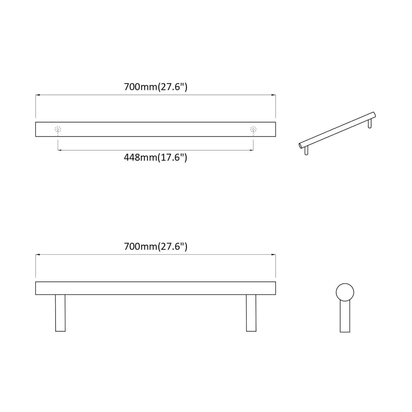 Cabinet Handle 12 pcs Silver 700mm Stainless Steel
