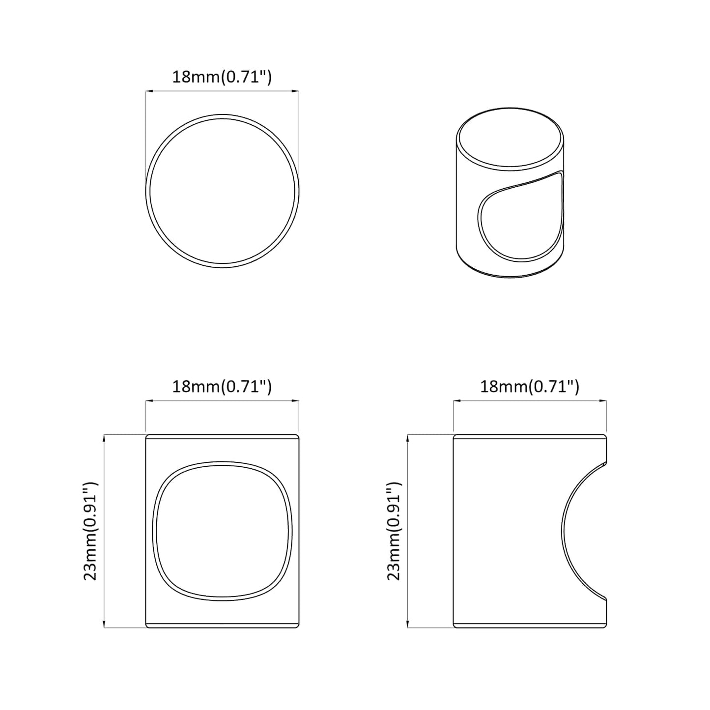 Cabinet Knob 2 pcs Black 18 x 23 mm Iron