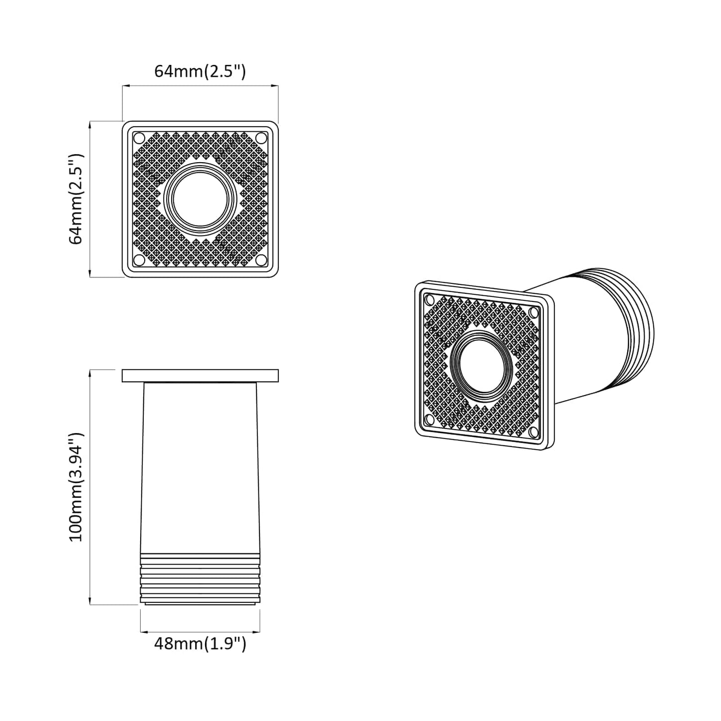 Furniture Feet Adjustable 12 pcs White 64 x 64 x 100 mm PP